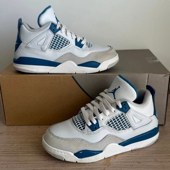 Nike Air Jordan 4 Retro ‘Military Blue’ Toddler Sneakers- SZ 13 C - Picture 1 of 14